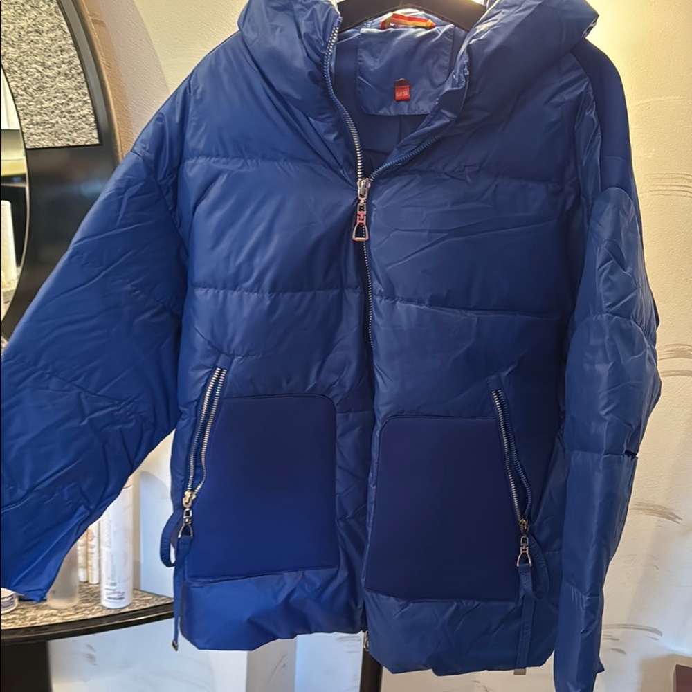 Blue Puffer Jacket with Hood